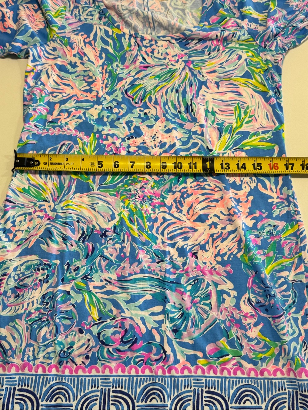 Lilly Pulitzer Beacon All Together Now & Navy Blue Cotton Jersey Dress Size Med - Picture 5 of 16